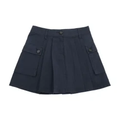 Falda Azul de Algodón con Bolsillos