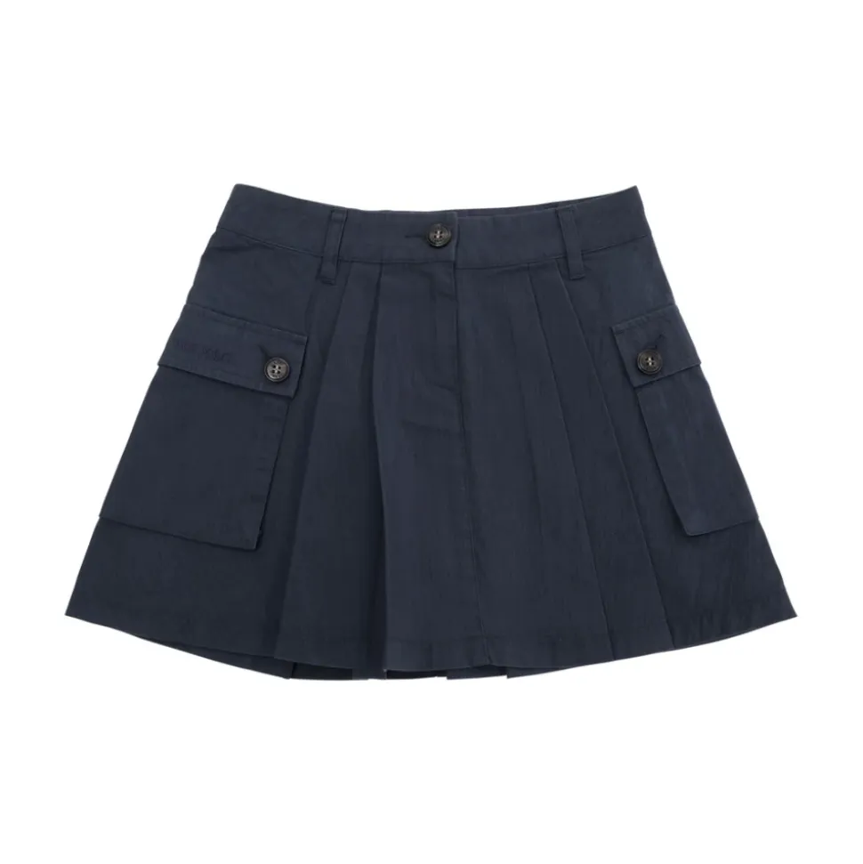 Falda Azul de Algodón con Bolsillos