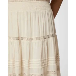 Falda larga de voile marfil