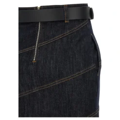 Falda midi vaquera con cinturón Indigo