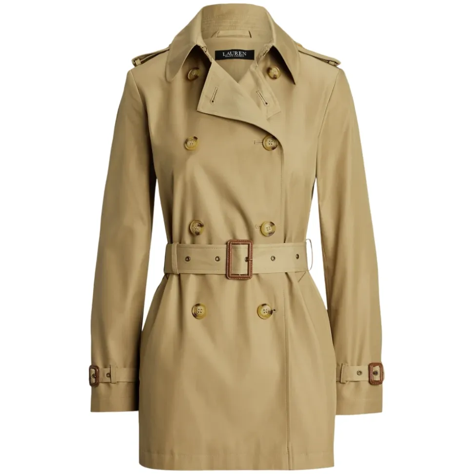 Gabardina Beige de Mezcla de Algodón de Doble Botonadura Ropa de Abrigo