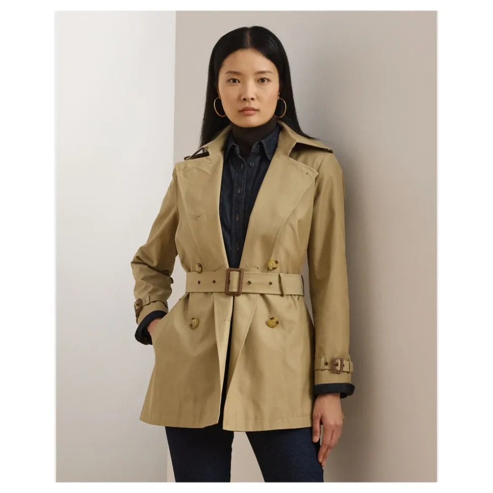 Gabardina Beige de Mezcla de Algodón de Doble Botonadura Ropa de Abrigo
