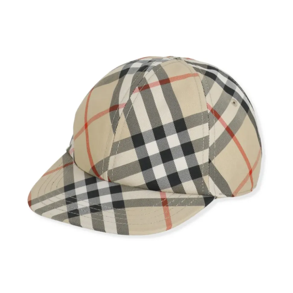 Gorra de Béisbol de Algodón con Estampado Check