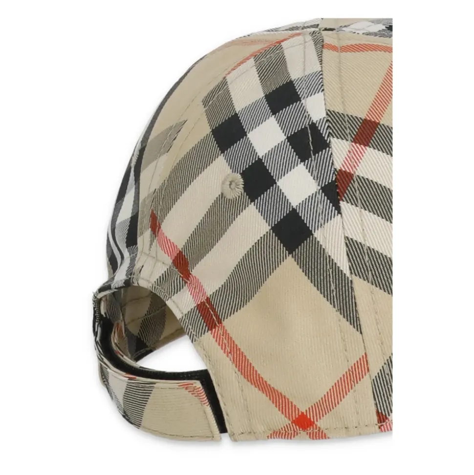 Gorra de Béisbol de Algodón con Estampado Check