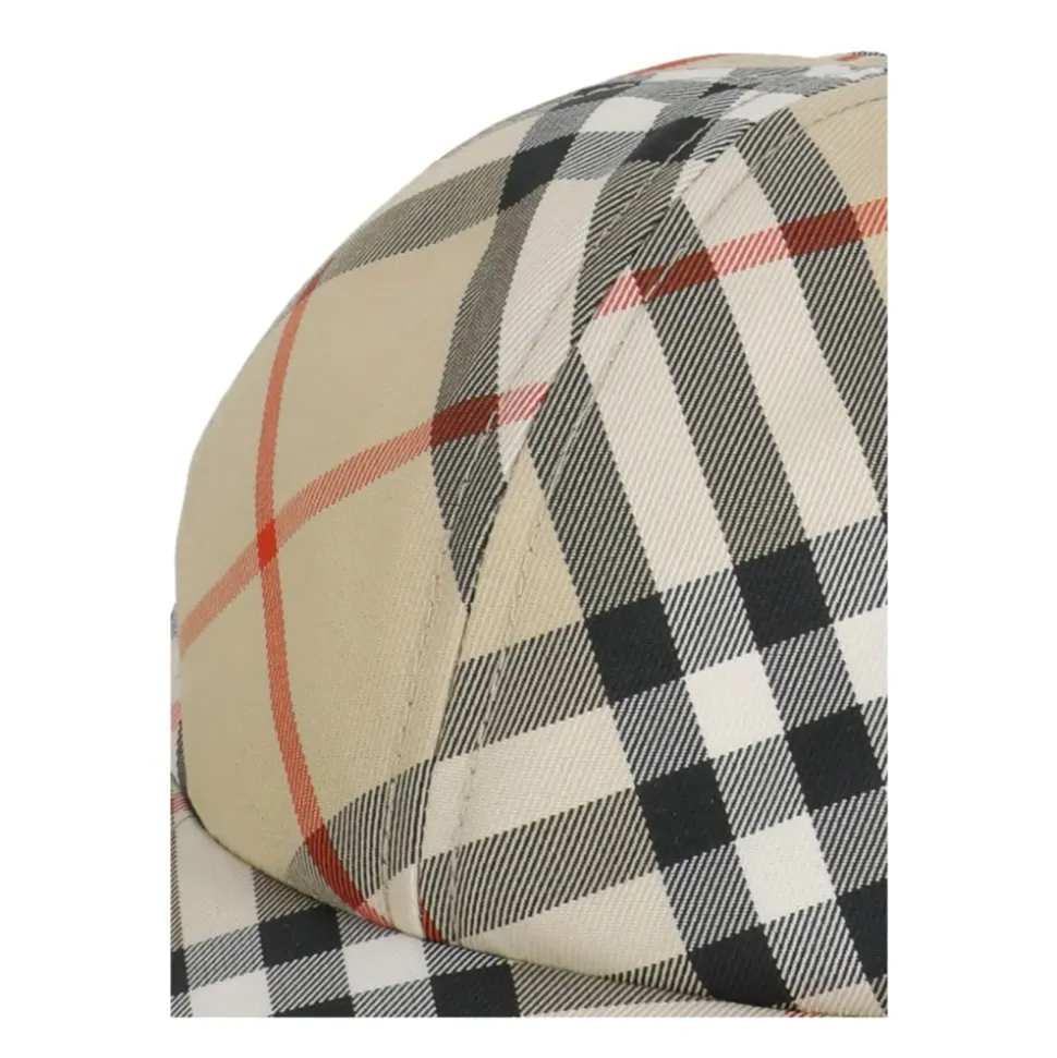 Gorra de Béisbol de Algodón con Estampado Check