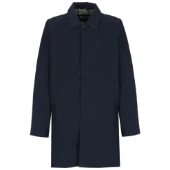 Impermeable azul con cuello y bolsillos