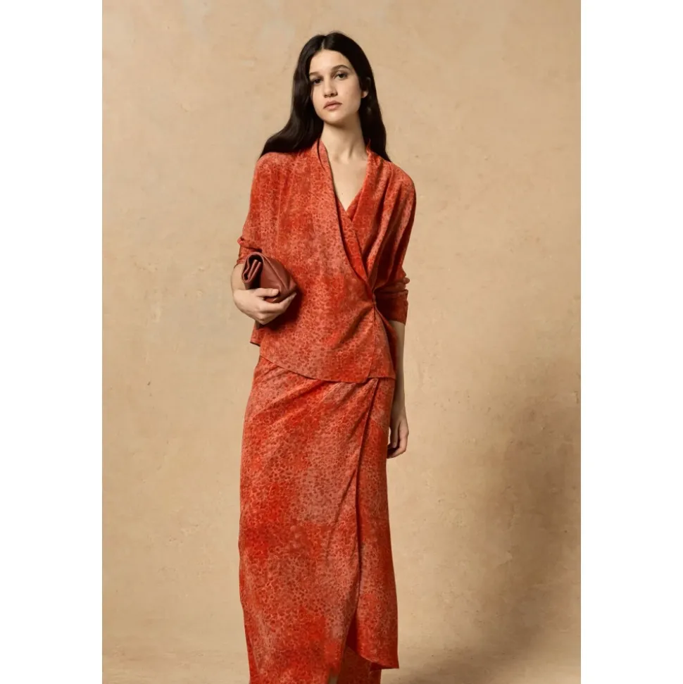 Ingrid, blusa en seda granada print-