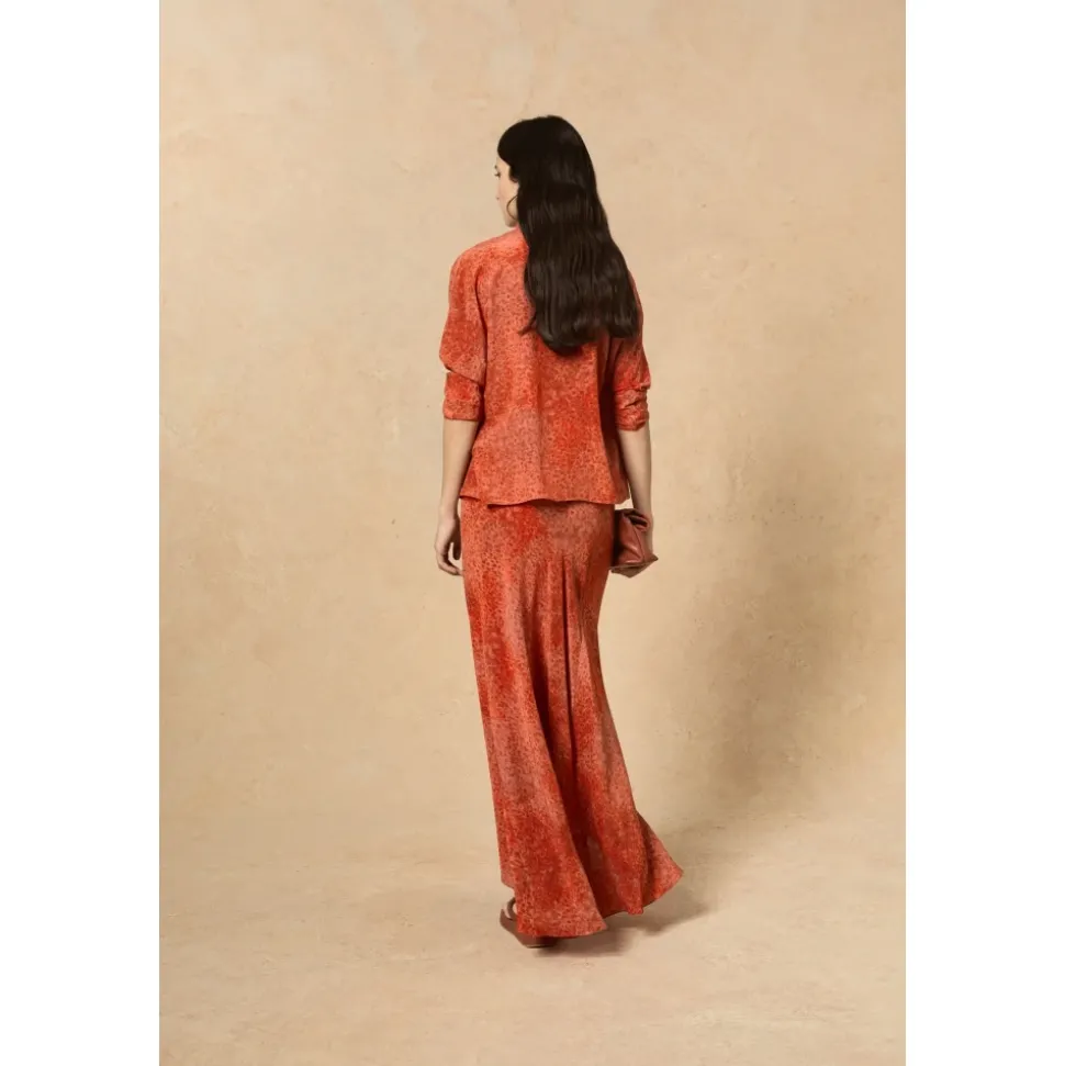 Ingrid, blusa en seda granada print-