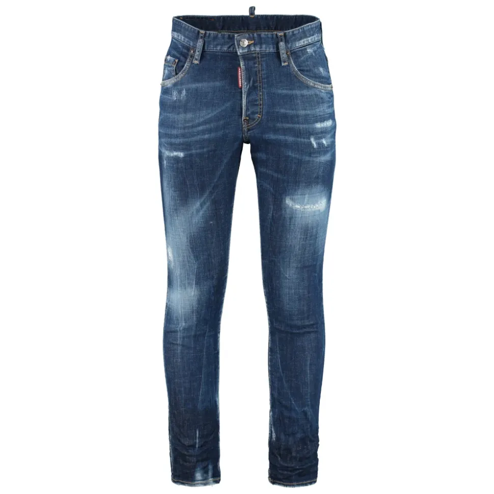 Jeans 5 Bolsillos Desgastados con Detalles Metálicos