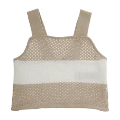 Jersey beige a rayas con diseño perforado