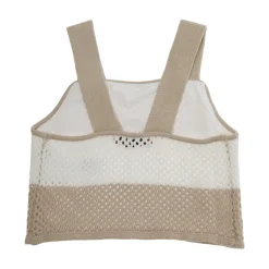 Jersey beige a rayas con diseño perforado