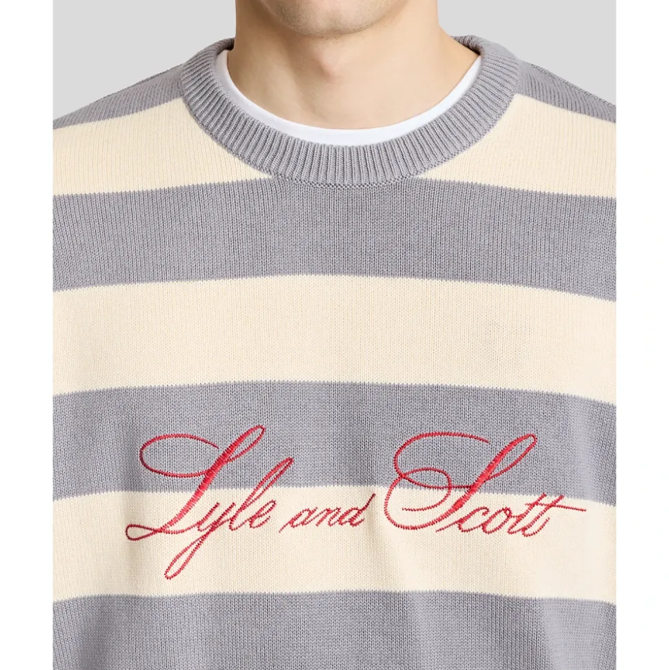 Jersey de punto con bordado de logo a rayas