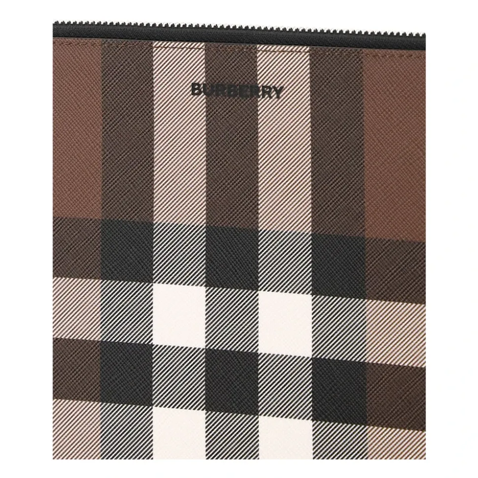Large Check E-Canvas Zip Pouch