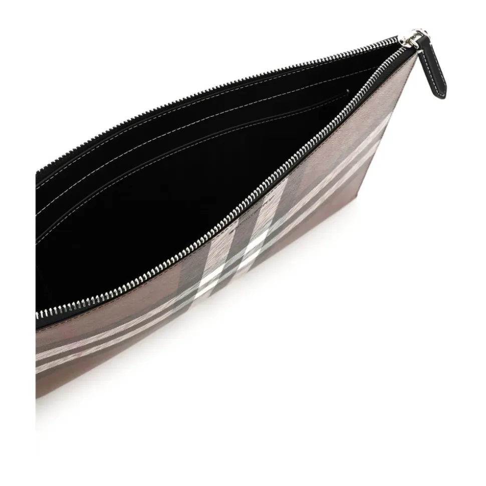Large Check E-Canvas Zip Pouch