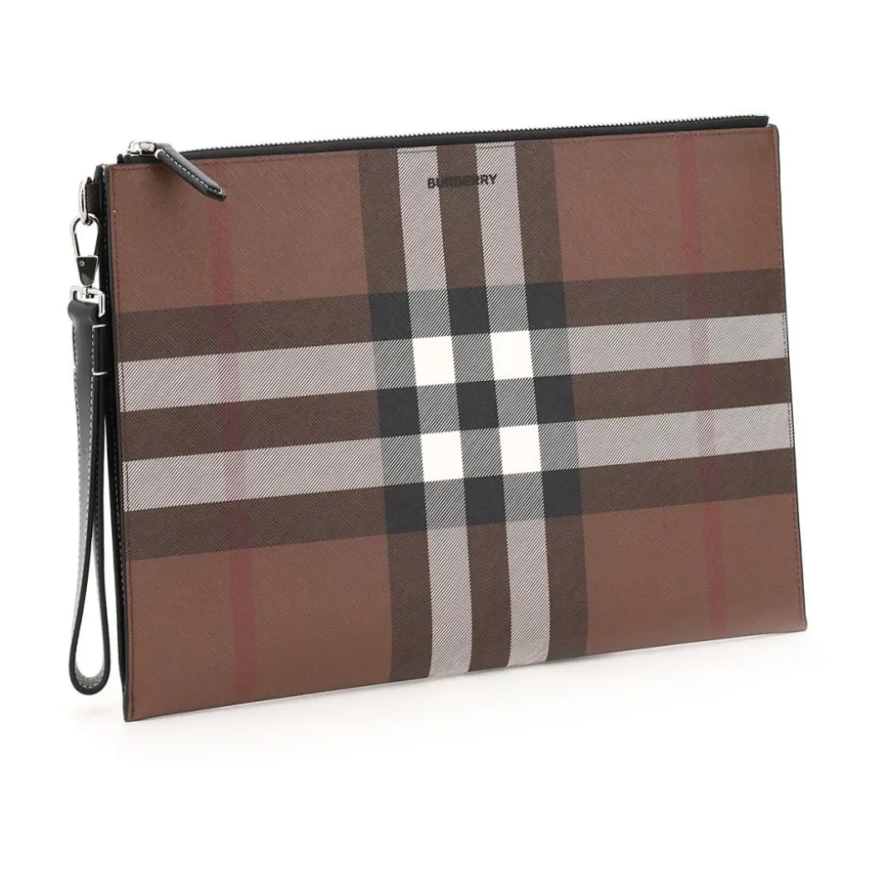 Large Check E-Canvas Zip Pouch
