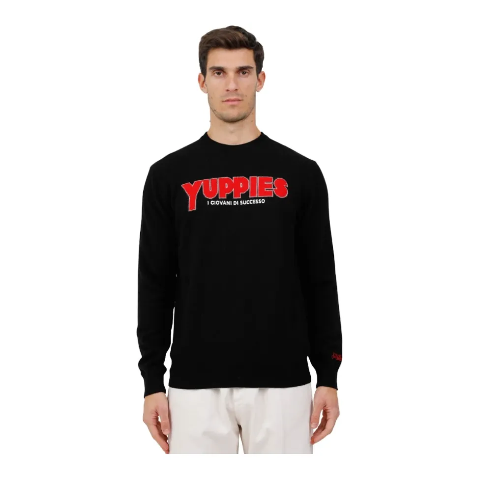 Maglia in lana con scritta tema "Yuppies"