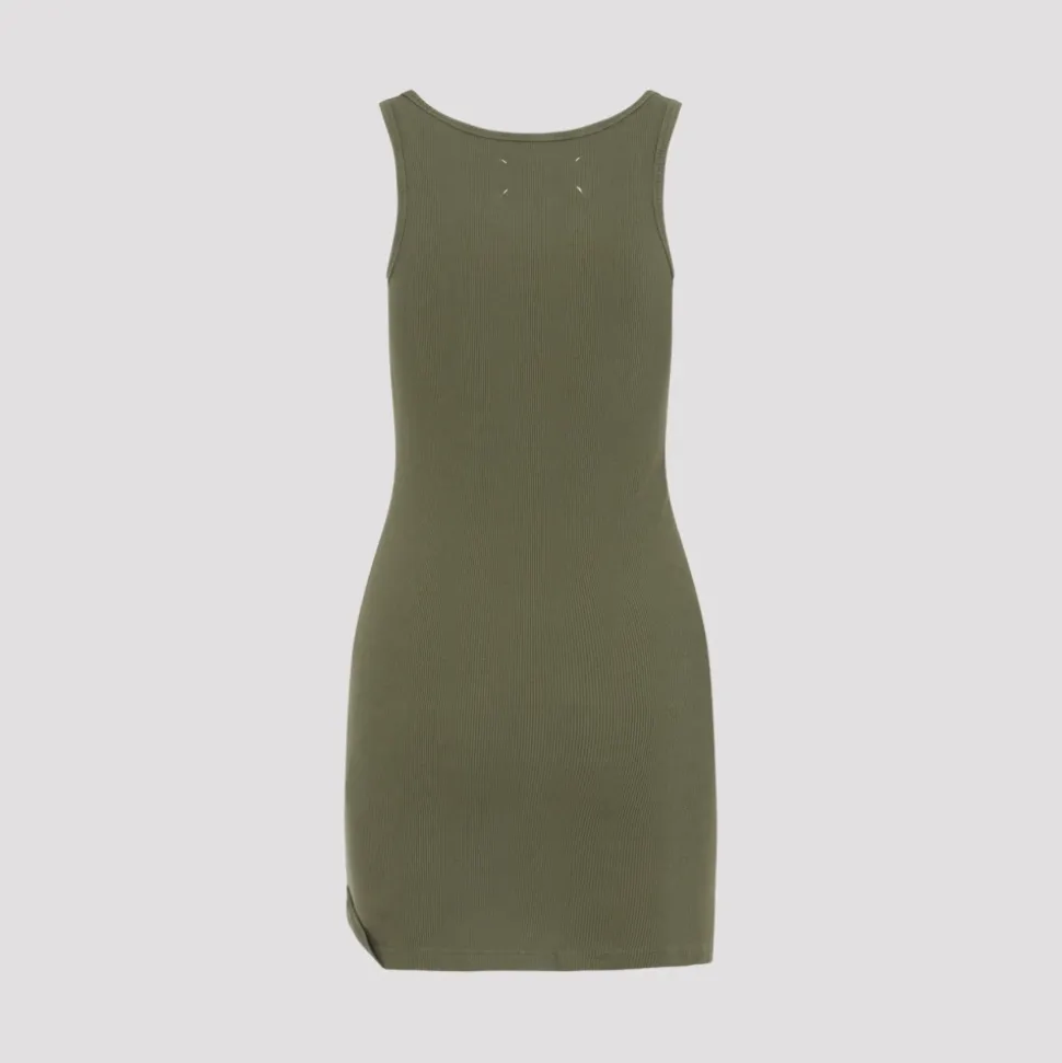 Mini Vestido de Punto Acanalado con Cinta