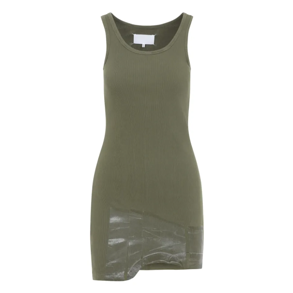 Mini Vestido de Punto Acanalado con Cinta