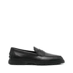 Mocasines Clásicos Negros Zapatos de Cuero