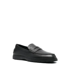 Mocasines Clásicos Negros Zapatos de Cuero