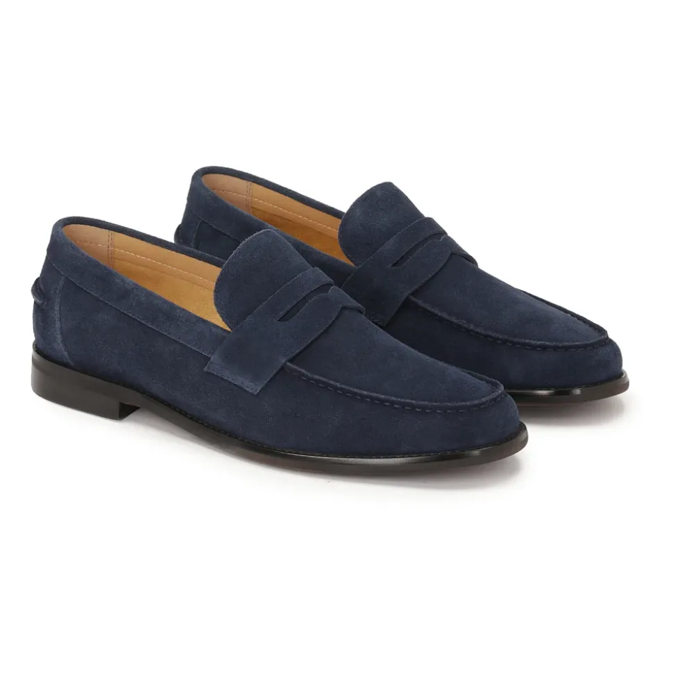 Mocasines de ante azul marino para hombre