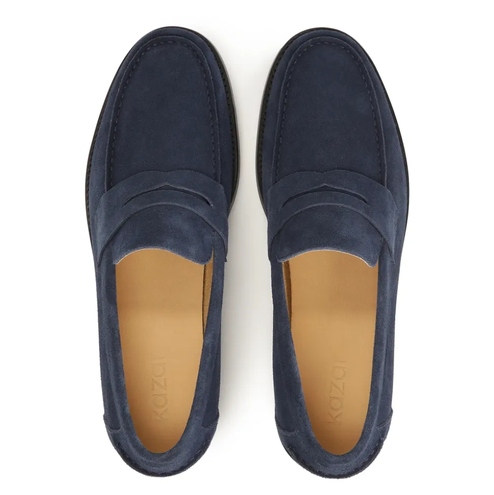 Mocasines de ante azul marino para hombre