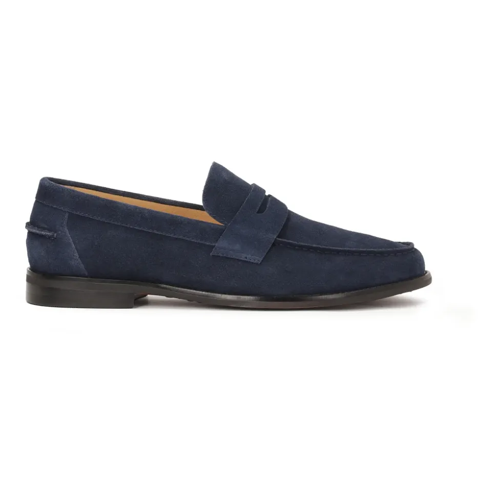 Mocasines de ante azul marino para hombre