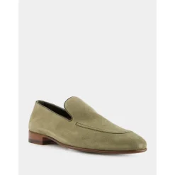 Mocasines de ante caqui con detalles de cuero