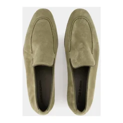 Mocasines de ante caqui con detalles de cuero