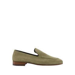 Mocasines de ante caqui con detalles de cuero