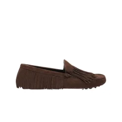 Mocasines de Conducción de Ante Marrón con Flecos