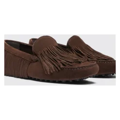 Mocasines de Conducción de Ante Marrón con Flecos