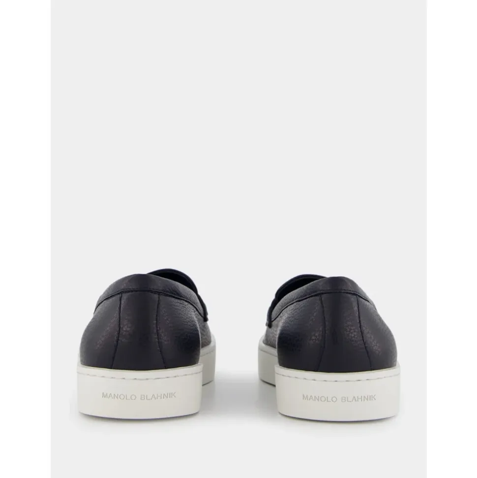 Mocasines de Cuero Azul Marino Estilo Moderno
