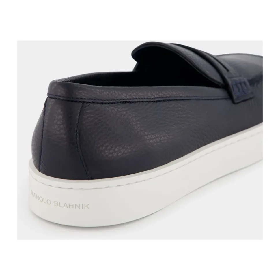 Mocasines de Cuero Azul Marino Estilo Moderno
