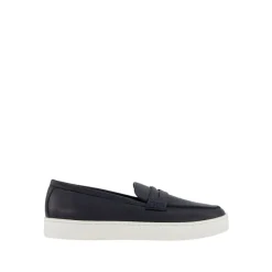 Mocasines de Cuero Azul Marino Estilo Moderno