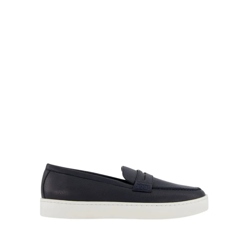 Mocasines de Cuero Azul Marino Estilo Moderno
