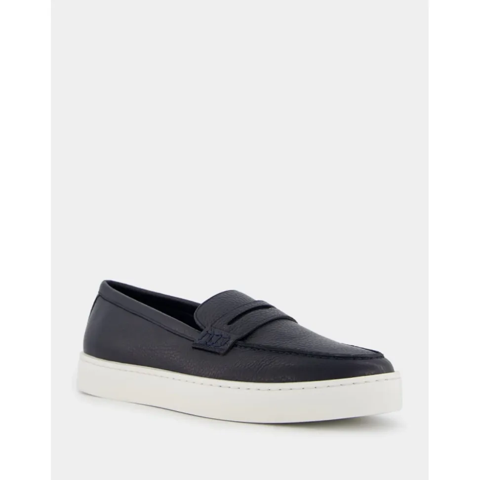 Mocasines de Cuero Azul Marino Estilo Moderno