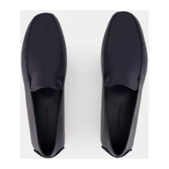 Mocasines de Cuero Azul Marino Diseño Minimalista