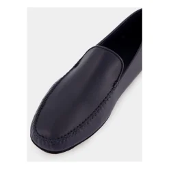 Mocasines de Cuero Azul Marino Diseño Minimalista