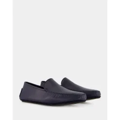 Mocasines de Cuero Azul Marino Diseño Minimalista