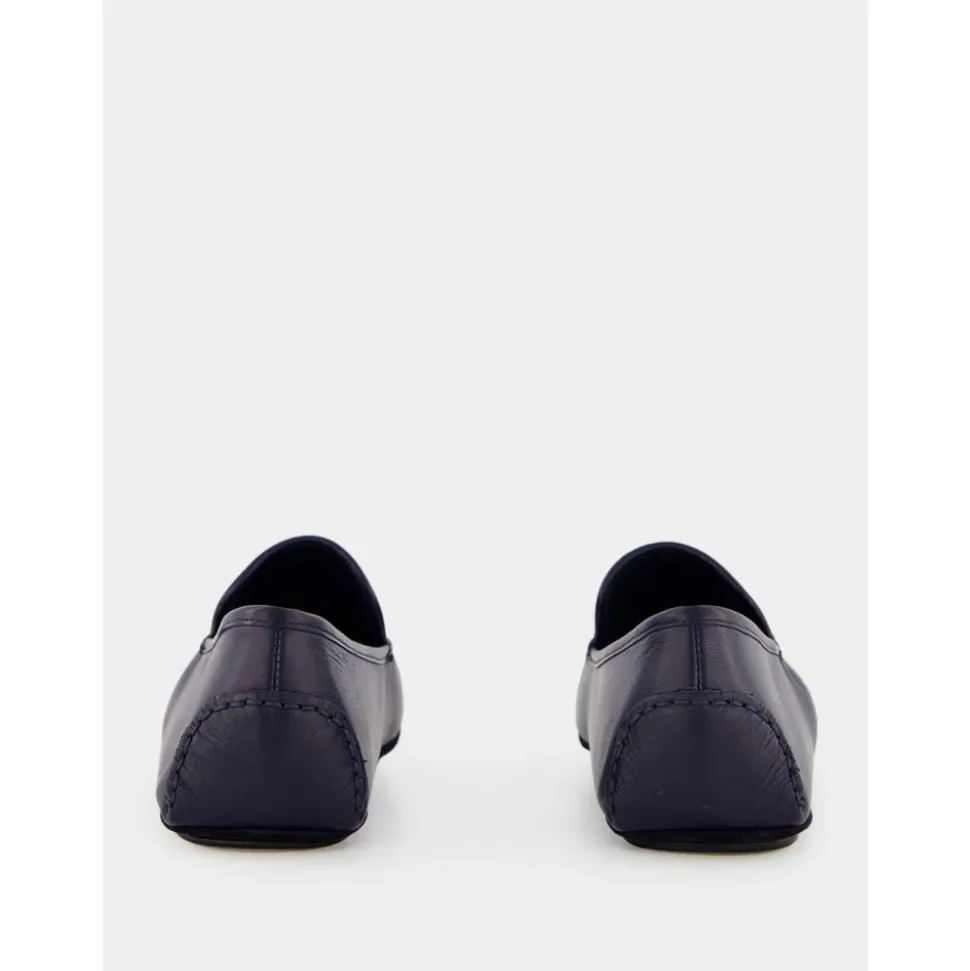 Mocasines de Cuero Azul Marino Diseño Minimalista