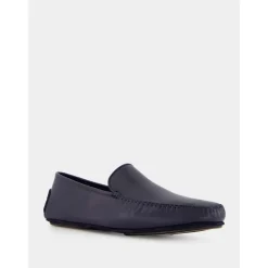 Mocasines de Cuero Azul Marino Diseño Minimalista