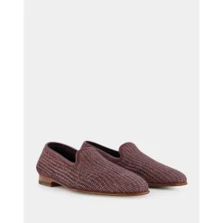 Mocasines de Rafia Marrón con Ribete de Cuero