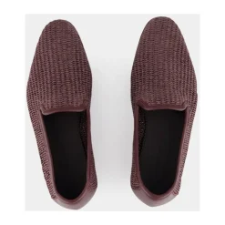 Mocasines de Rafia Marrón con Ribete de Cuero