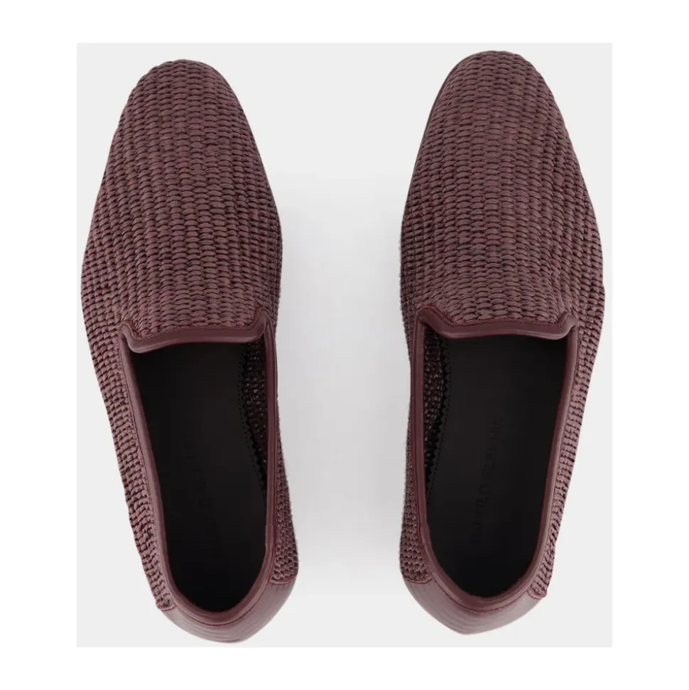Mocasines de Rafia Marrón con Ribete de Cuero
