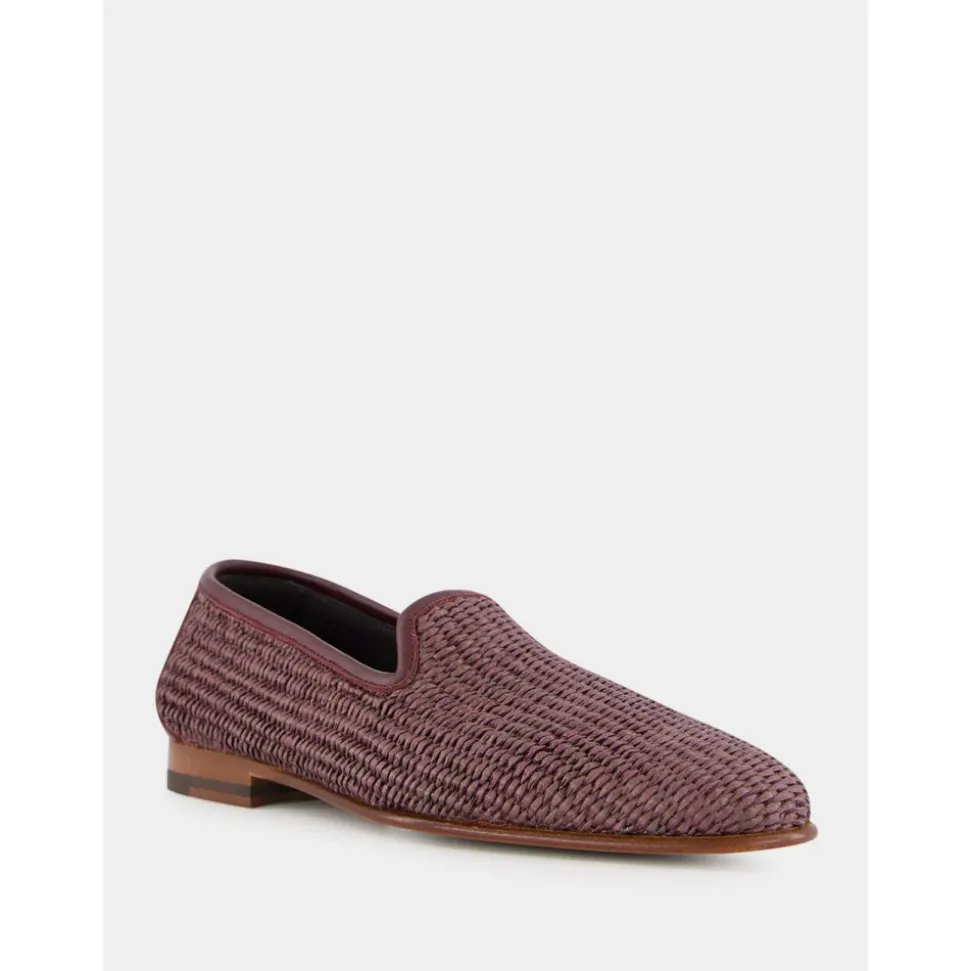 Mocasines de Rafia Marrón con Ribete de Cuero
