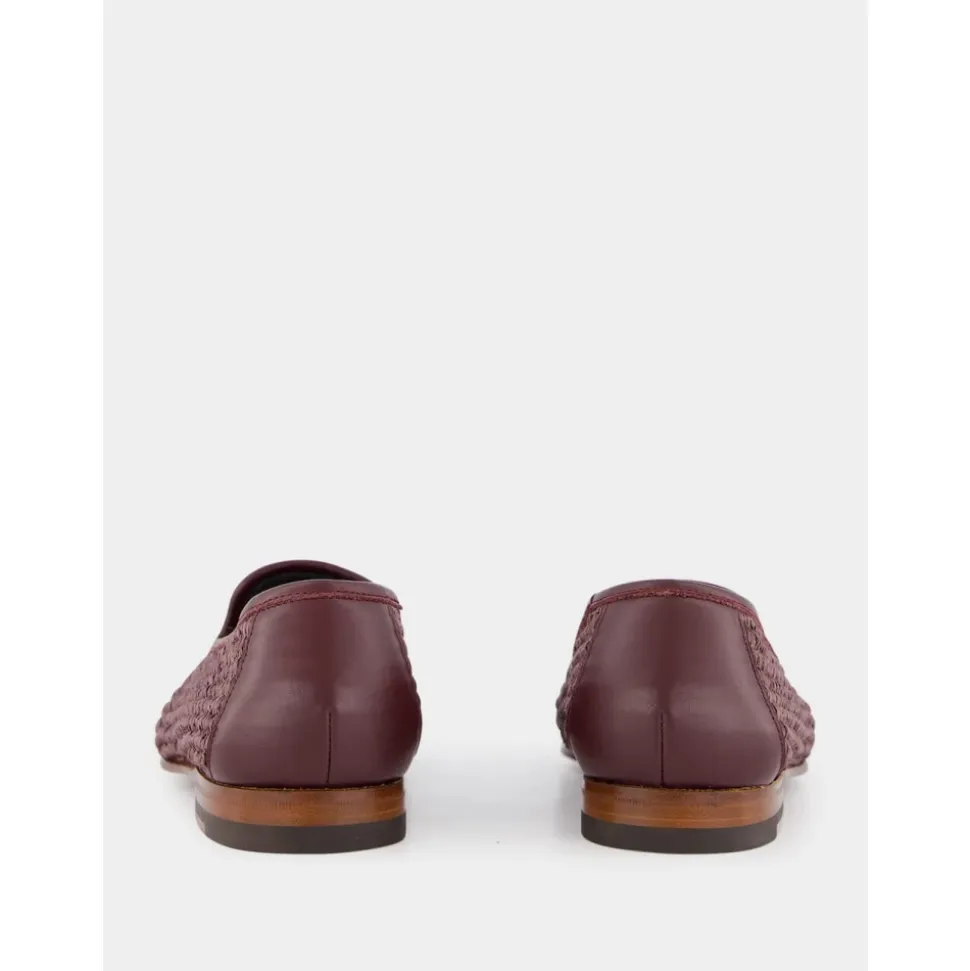 Mocasines de Rafia Marrón con Ribete de Cuero
