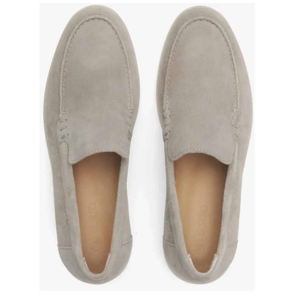 Mocasines de Velour Natural Gris Claro
