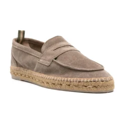 Mocasines planos grises con suela trenzada