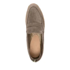 Mocasines planos grises con suela trenzada